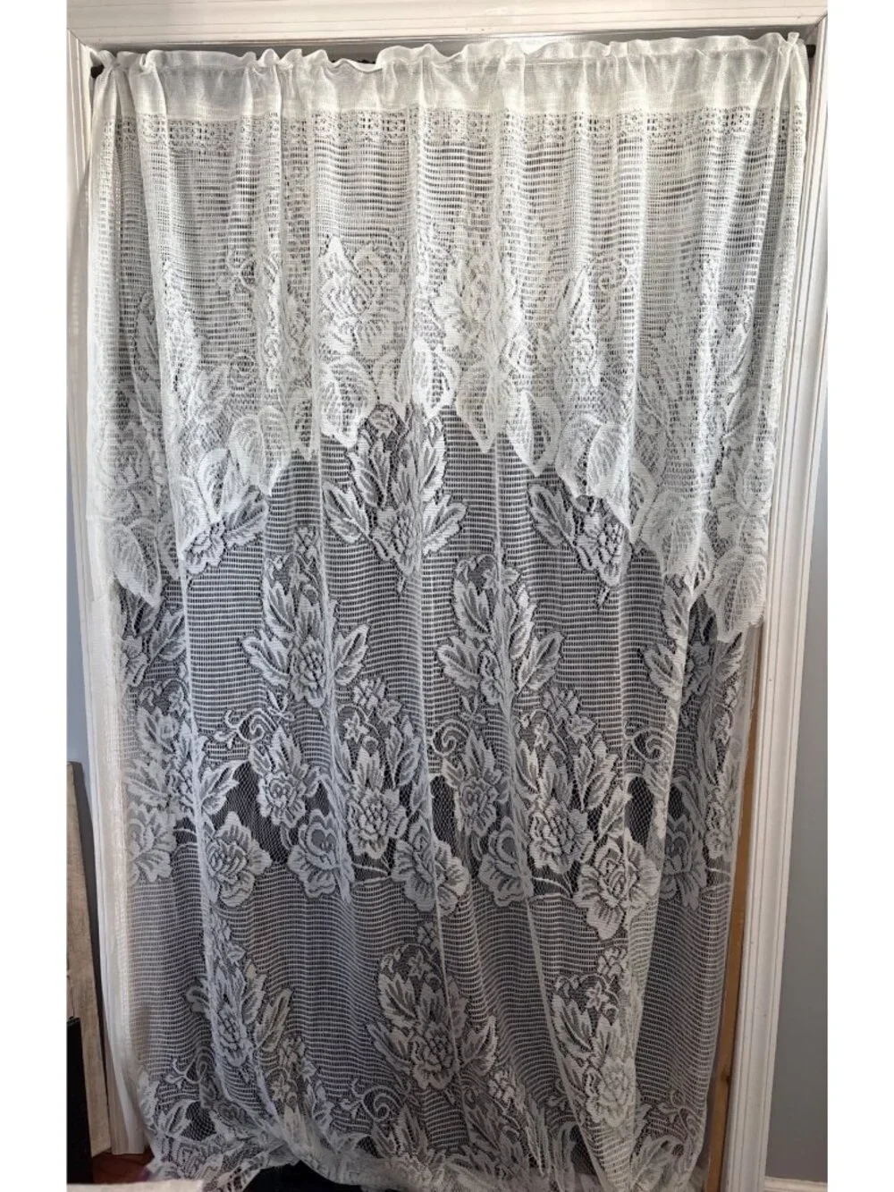 White Floral Lace Curtain Panel Elegant Sheer 60